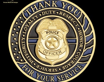 Police Thank You for Your Service Challenge Coin