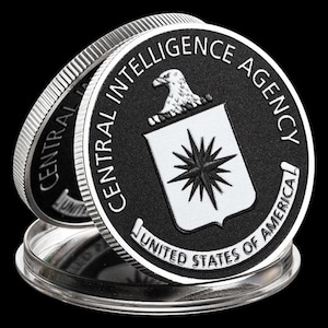 United States Central Intelligence Agency CIA Black and Silver Emblem Coin