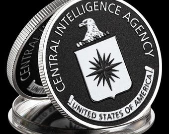 United States Central Intelligence Agency CIA Black and Silver Emblem Coin