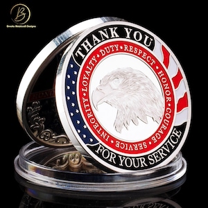 Military Coin with Eagle Design, Thank You for Your Service Challenge