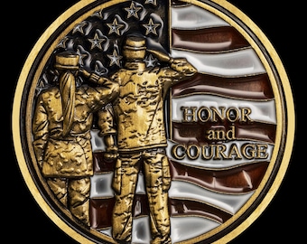 Challenge Coin for Veterans, Zinc Alloy, Honor and Courage Design