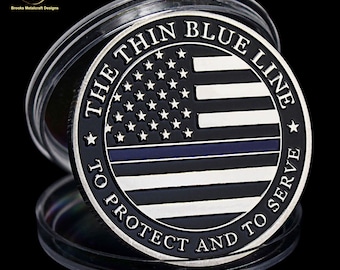 Police The Thin Blue Line Silver Challenge Coin