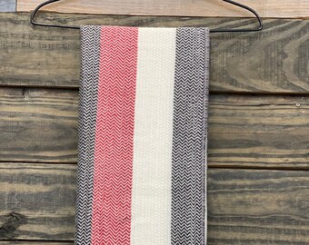 Red, Black and White Striped Exclusive Pashmina (83.5"x27.8")