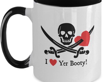 Coffee Mug | Pirate | Heart | Booty | Valentine's Day | Skull & Crossbones | Gift for Pirate