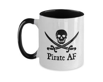 Coffee Mug | Pirate AF | Skull & Crossbones | Black and White | Gift for Pirate