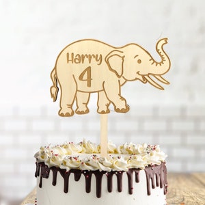 Elephant Circus Wooden Cake Topper |Personalised Name and Age |Cake Decoration|Wood Cake Topper|Keepsake |WoodenTopper|Circus Safari Topper