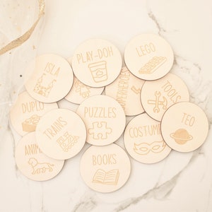 Round Wooden Tag Toy Labels |Playroom Storage|Scandinavian Decoration|Storage Box Labels|Ikea Trofast Tags| Nursery Decor| Drawer Wood Sign