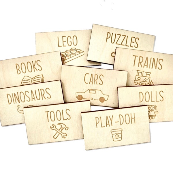 Personalised Wooden Storage Label / Tag for Trofast Drawers / Wood Sign Toy Organising / Handmade UK / Custom Pictures Icons /Playroom Decor