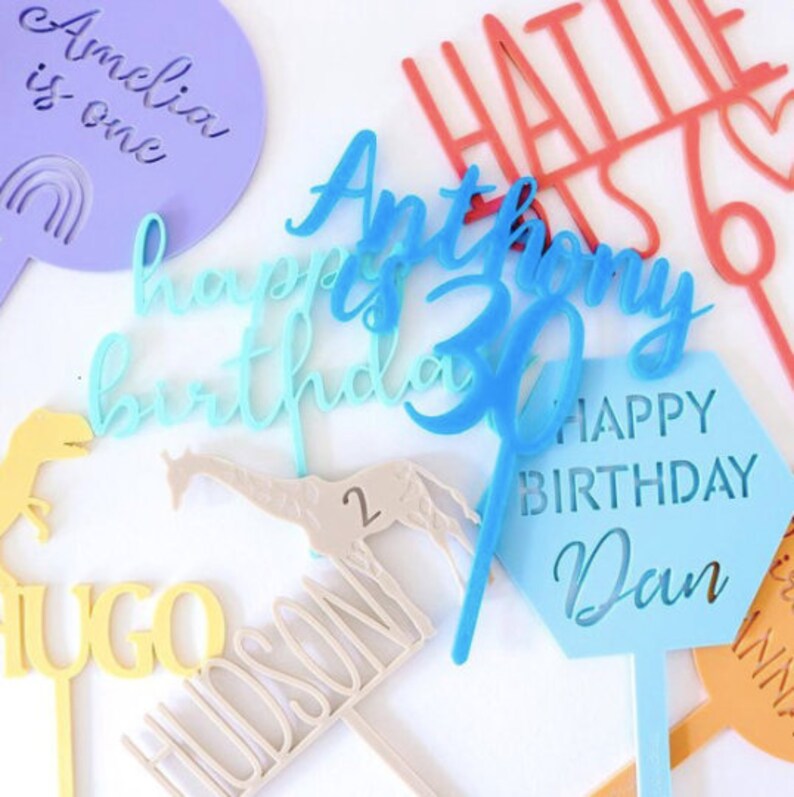 Birthday Hexagon Acrylic Cake Topper| Personalised text|Birthday Gift Cake Decoration Keepsake|Solid Laser Cut Acrylic|Personalised Text