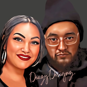Real Realistic Cartooned Prison Girlfriend Long Distance Love Couple Portrait