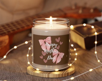 Happy Mother's Day Scented Soy Candle, 9oz | Coquette Bow Mother's Day Candle | Pink Coquette | Glass Candle | Gifts For Mom