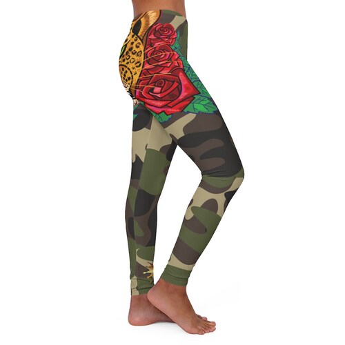 Tiger Queen Camouflage Women's Spandex Leggings designed shops by Beverly Feldman