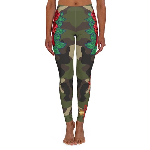 Tiger Queen Camouflage Women's Spandex Leggings designed shops by Beverly Feldman