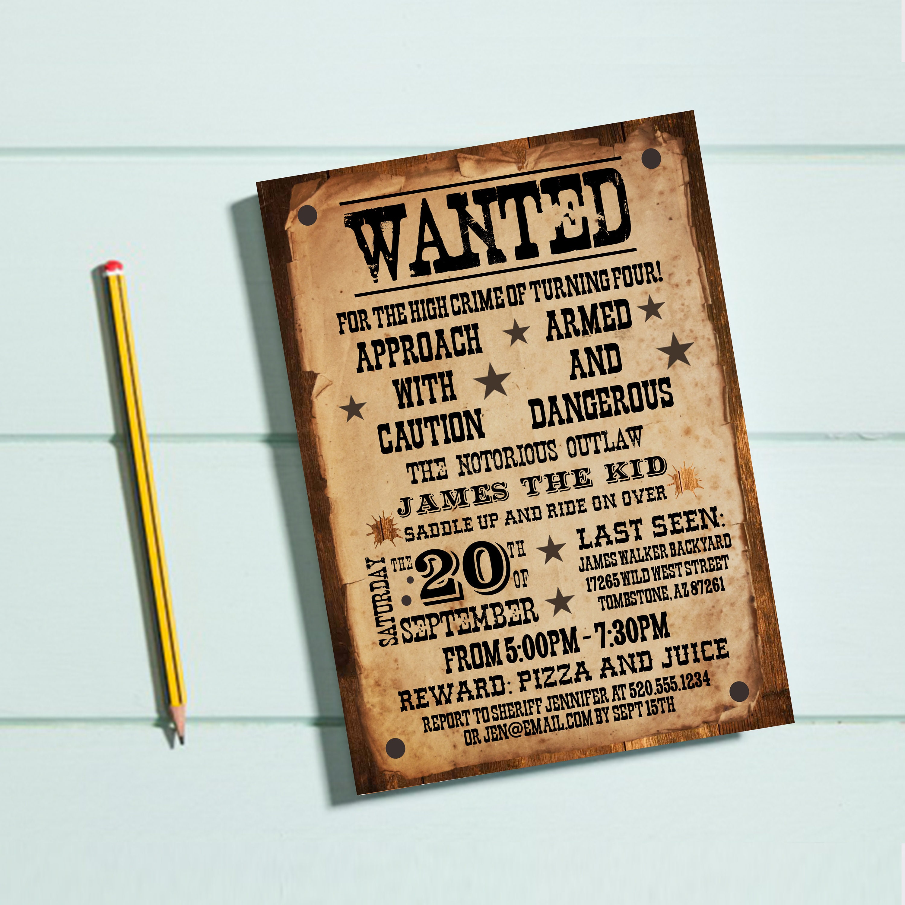 Wanted Poster Invitation Wanted Poster Birthday Wanted | Etsy