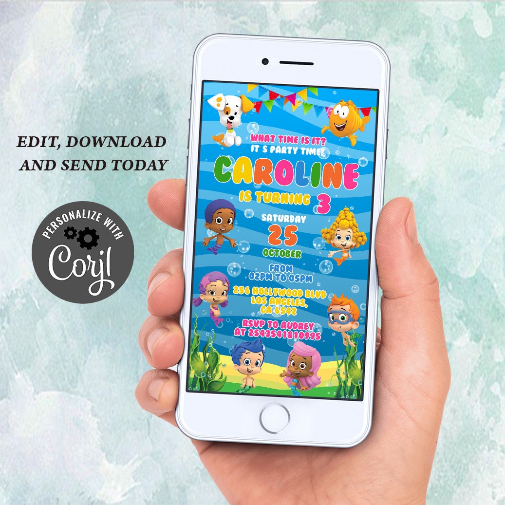 Electronic Birthday party Invitation Birthday party Mobile Etsy