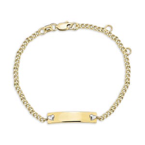 Bracelet pour enfant en or 14 carats, bracelet d'identification coeur en or, bijoux souvenir en or, bracelet en or réglable, cadeau pour bébé