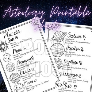 Astrology The Planets Printable Grimoire Journal Sheets Instant Download Hand Drawn Fun Witchy Worksheet