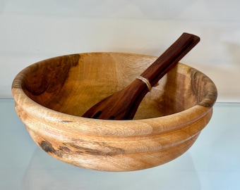 Hand-Turned Mango Wood Salad Bowl: Food Safe