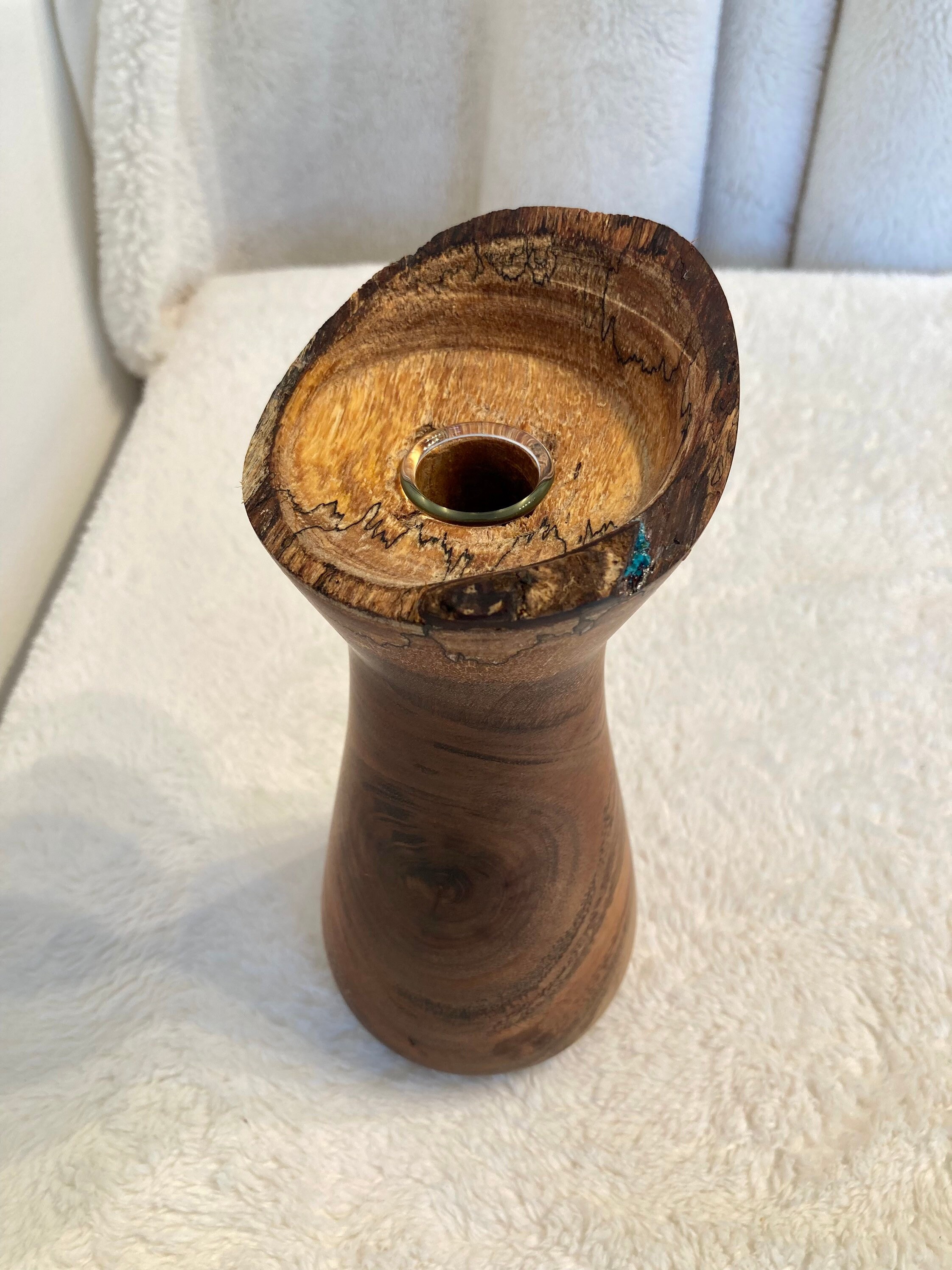 Koa Wood Vase With Turquoise Inlay Handmade in Hawaii Etsy