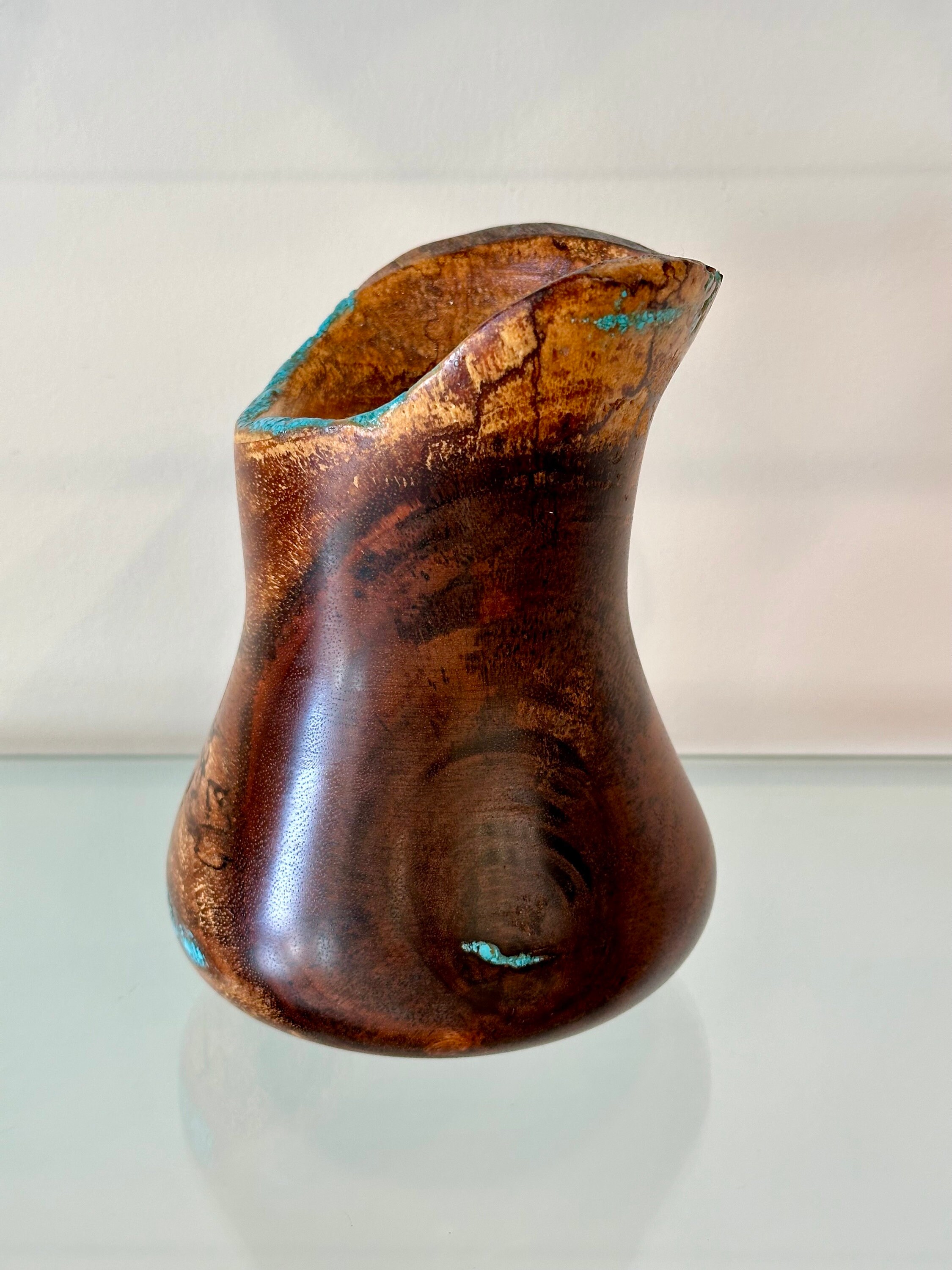 Koa Wood Vase With Turquoise Inlay, Handmade in Hawaii Etsy