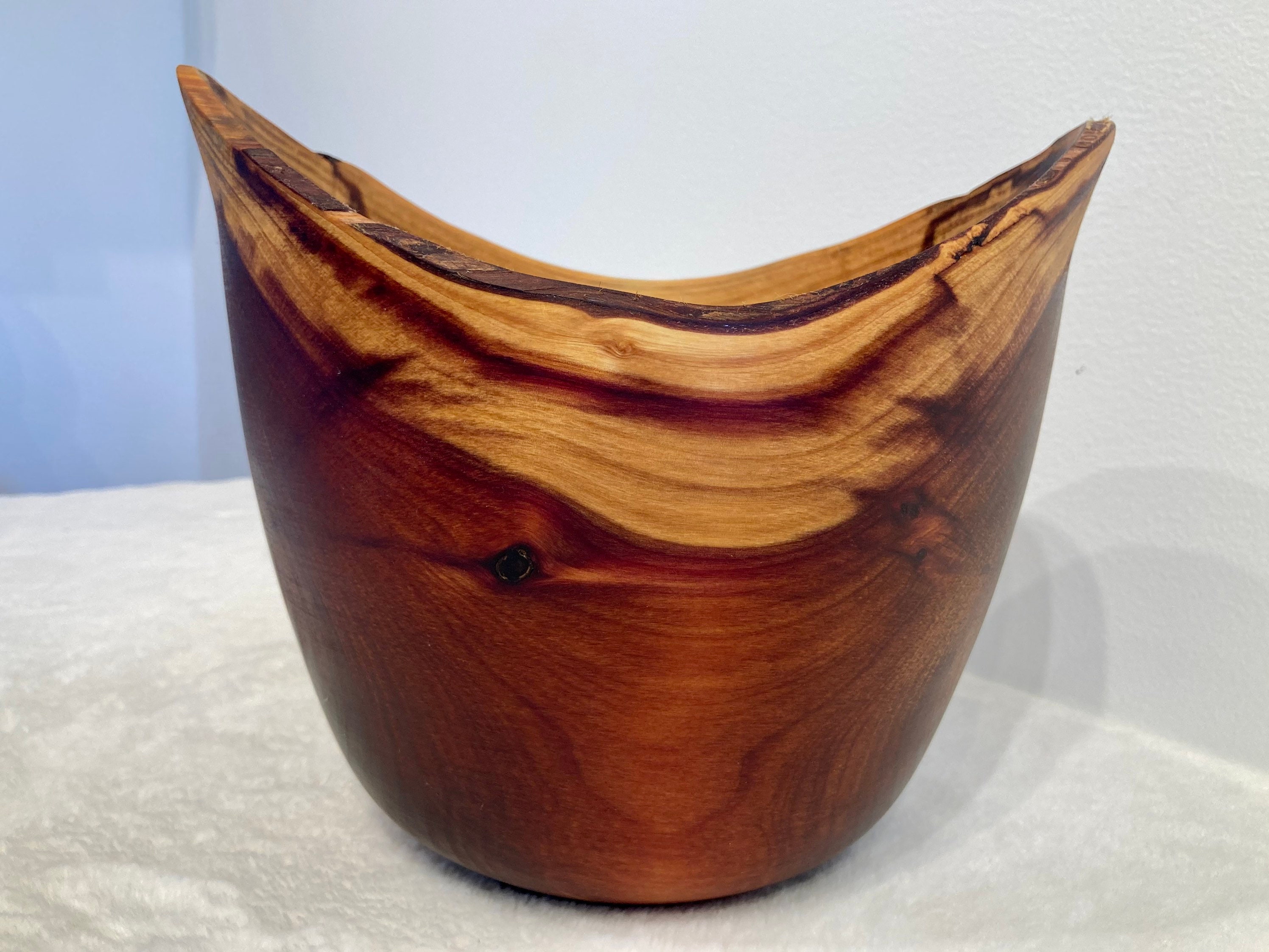 Large, Handmade, Natural Edge Juniper Wood Bowl, Handturned in Hawaii