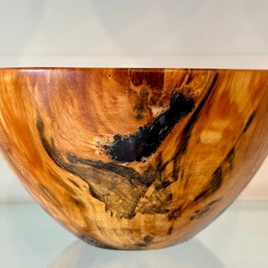 Norfork Pine wood bowl with black Alaskan anthracite inlay, Handmade in Hawaii