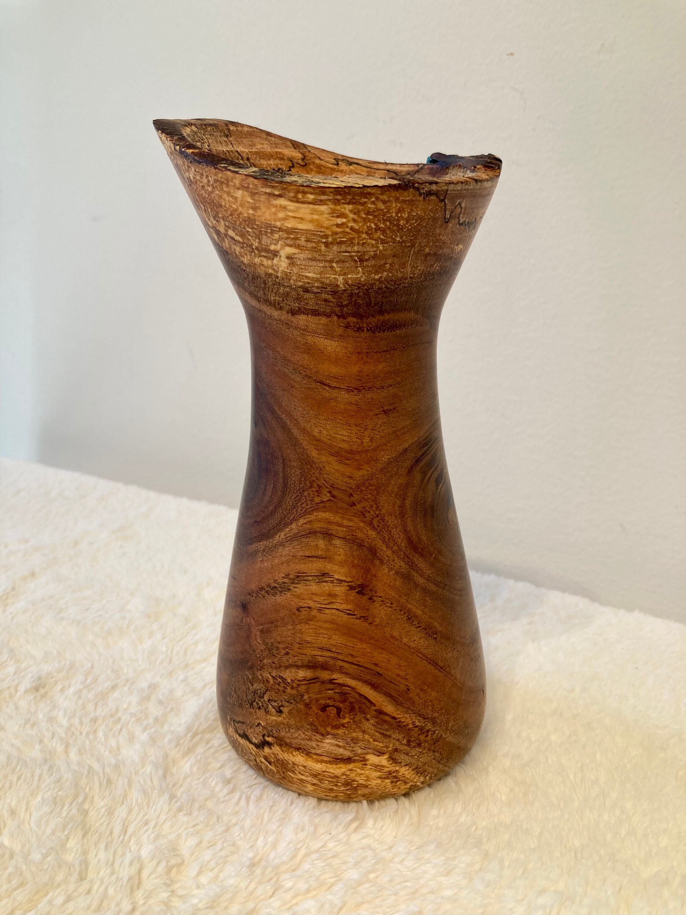 Koa Wood Vase With Turquoise Inlay Handmade in Hawaii Etsy