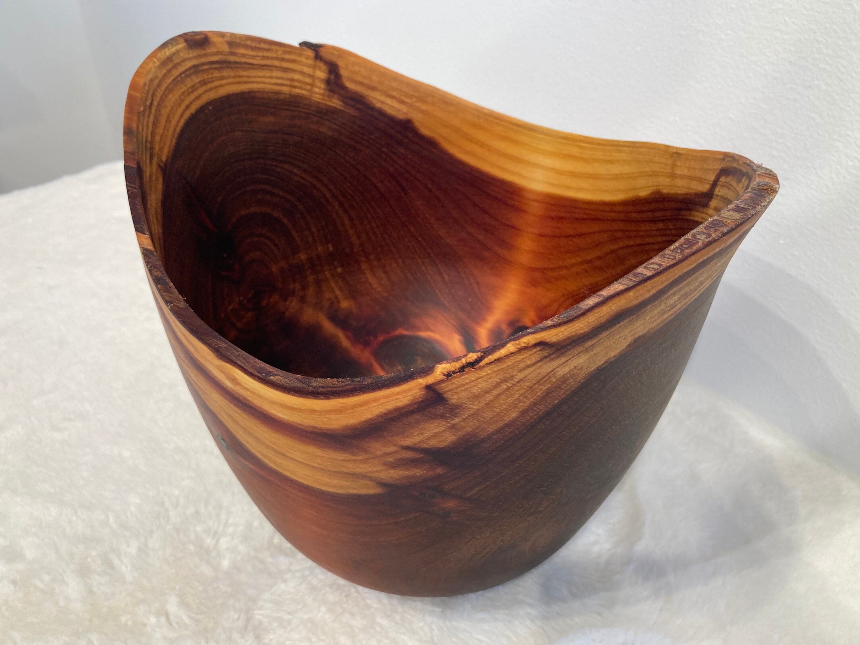 Large, Handmade, Natural Edge Juniper Wood Bowl, Handturned in Hawaii