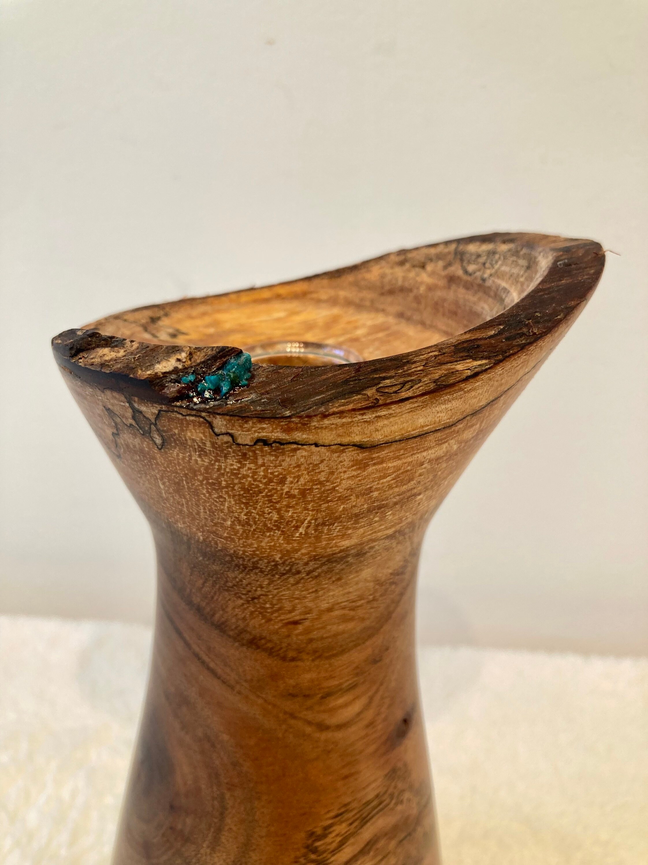 Koa Wood Vase With Turquoise Inlay Handmade in Hawaii Etsy