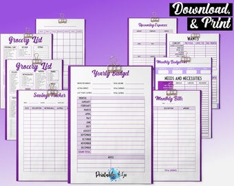 Printable Financial Goals Planner Download, Undated Home Finance Budget Tracker, Letter A4