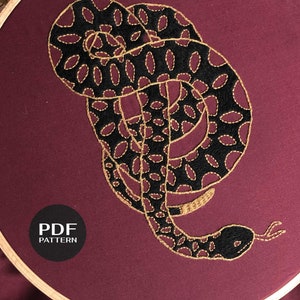 Snake embroidery pattern - Embroidery pattern - Embroidery designs - Embroidery hoop - PDF embroidery pattern - Digital embroidery pattern