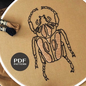 Hand Embroidery pattern - Beetle Embroidery designs - Digital PDF Embroidery Pattern - Dark Boho Aesthetic - Nature Inspired Embroidery
