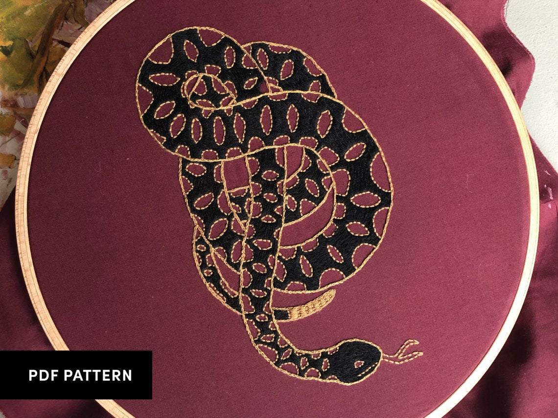Snake Embroidery Pattern Embroidery Pattern Embroidery Etsy
