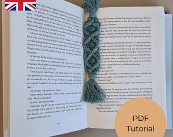 Macramé boekenlegger patroon, PDF, zelf macramé boekenlegger maken
