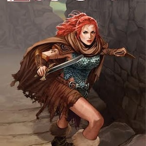 Może przedstawiać: Okładka komiksu Red Sonja przedstawiająca rudowłosą kobietę w brązowym skórzanym stroju trzymającą miecz. Tekst na okładce brzmi "Red Sonja" i "Marguerite Bennett - Aneke".