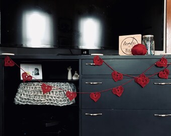 Deep Red Heart Garland