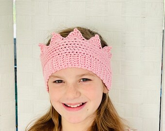 Pink Crochet Crown Ear Warmer