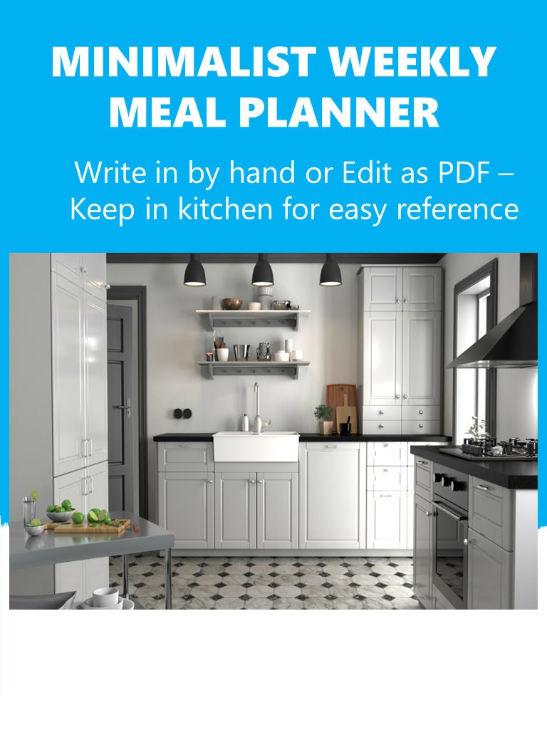 Minimalist Weekly Meal Planner - Printable - Instant Download - Etsy