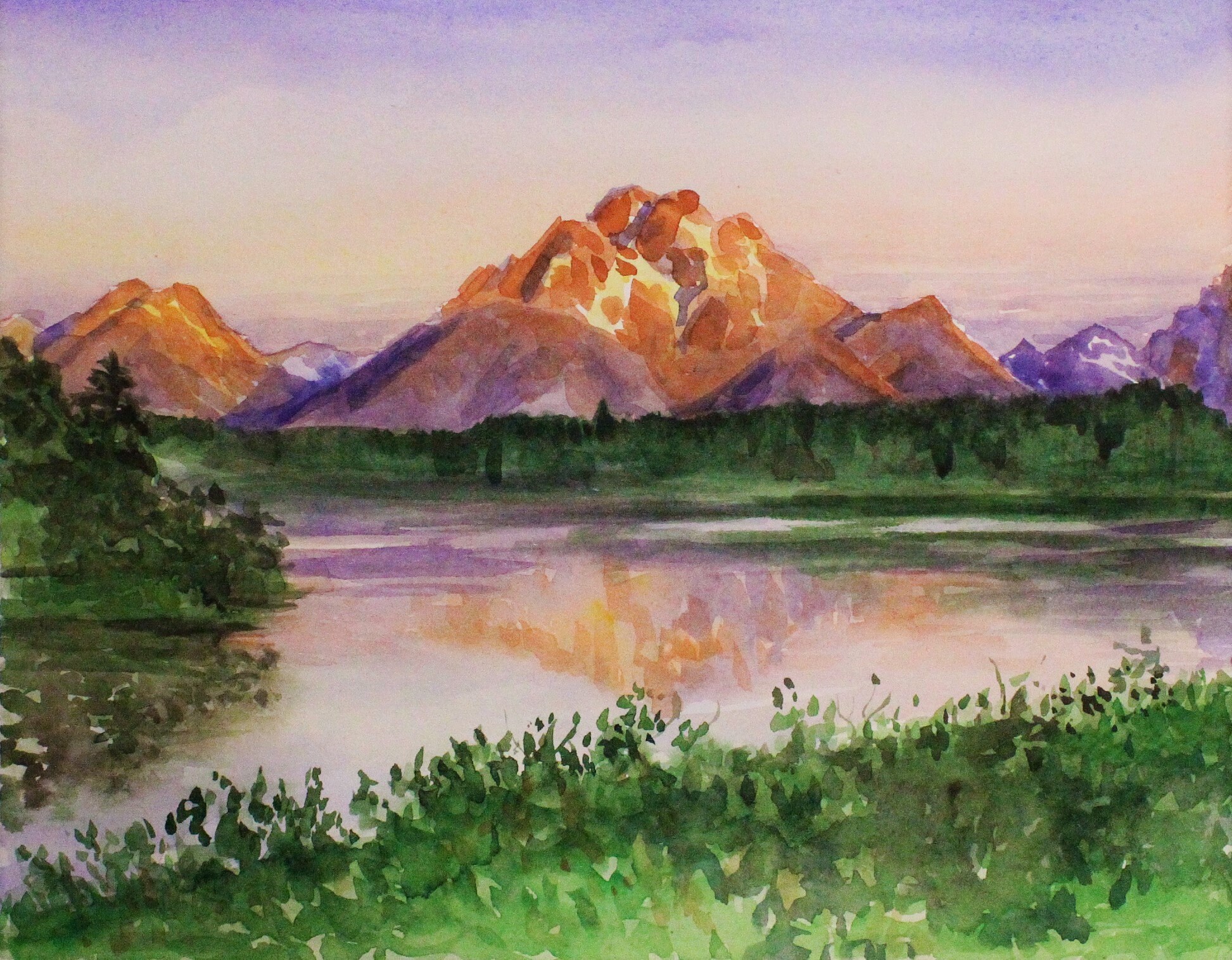 Grand Teton Original Watercolor Painting National Park | Etsy