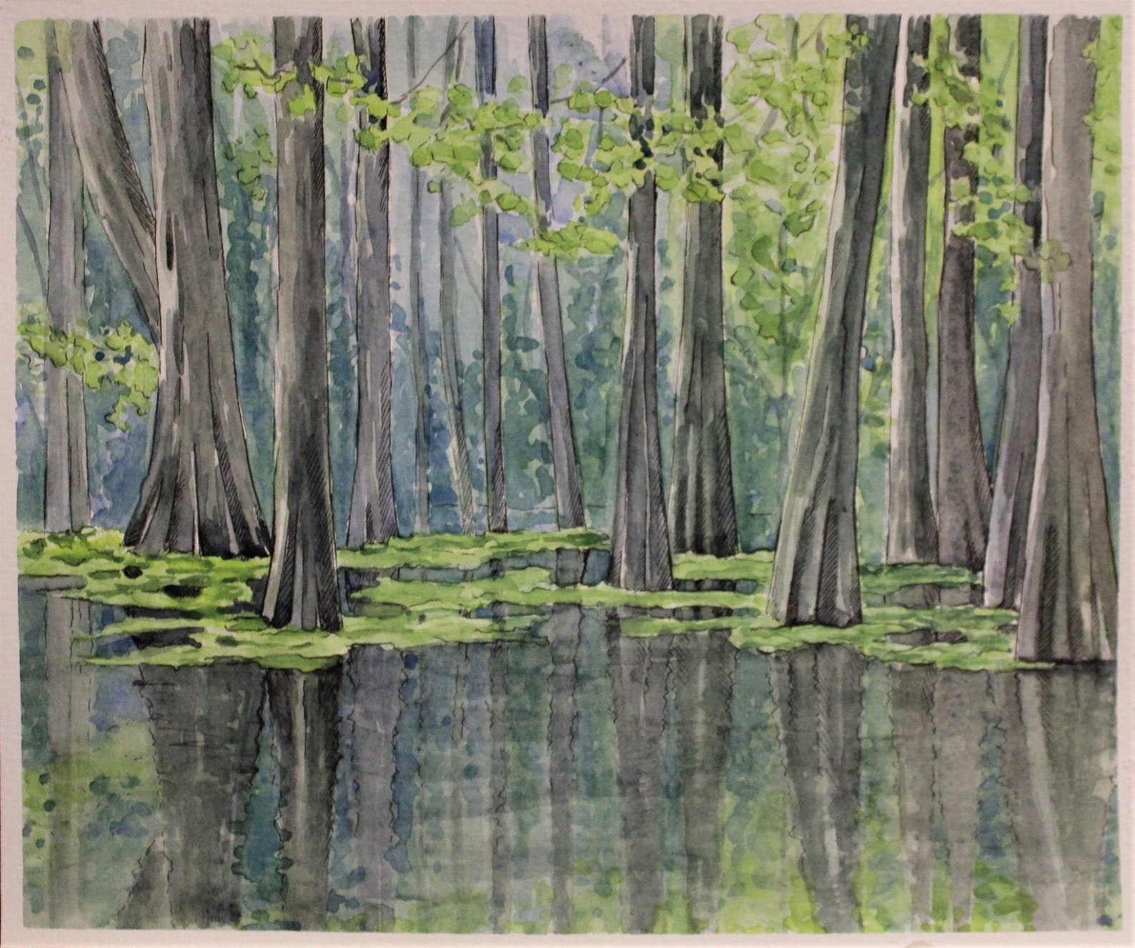 Louisiana Swamp Original Watercolor Painting Cypress Swamp Etsy