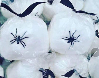 12 Cotton Candy Halloween Spider Web Party Favors