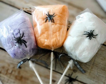 Halloween Spider Web Cotton Candy Pop Favor Party Treats