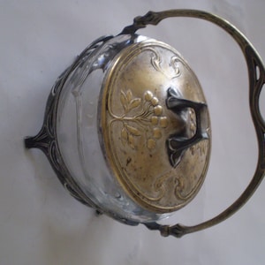 Art Nouveau Basket WMF Silver Plated Sugar Bowl with Glass