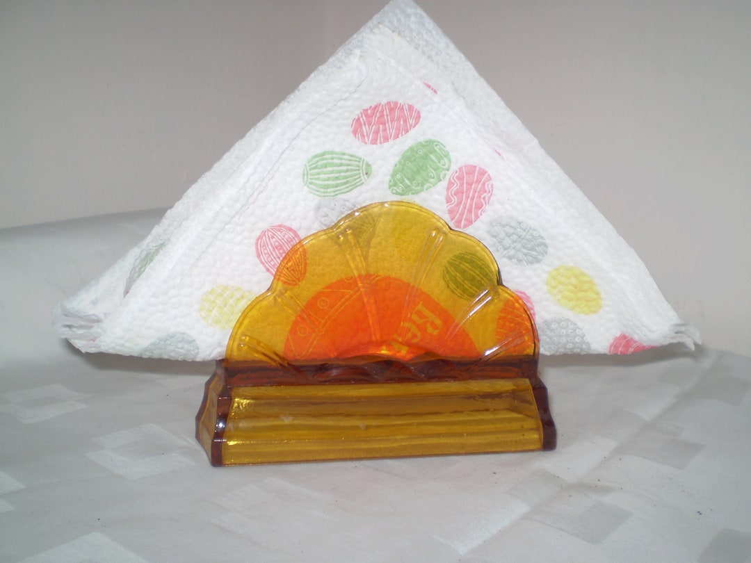 Rare Old Depression Glass Napkin Holder Caramel Color Etsy
