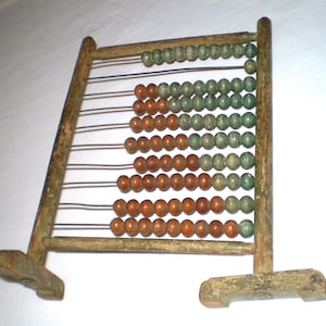 Old antique counting with primitive wooden abacus