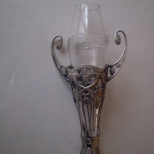 wmf art nouveau vase silver plated with original glass
