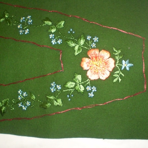 19th century hand-embroidered motifs with silk threads embroidery on thin woolen fabric