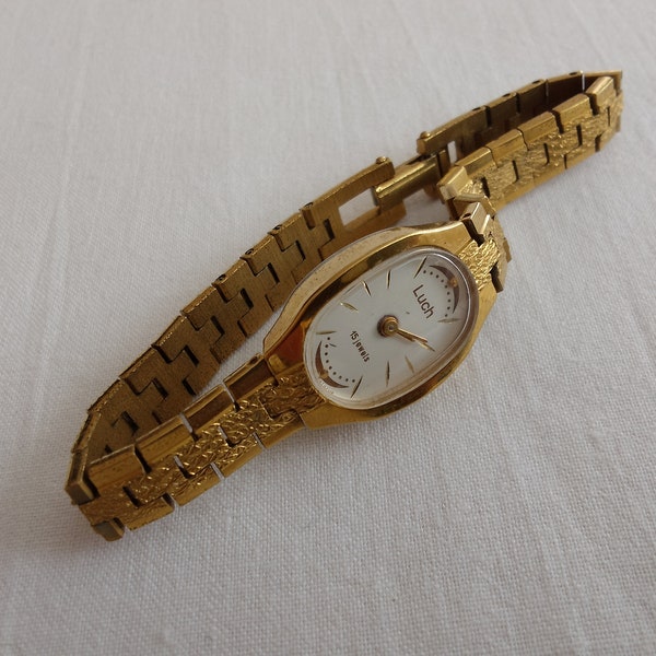 Women's watch luch luch gold plated 15 the stone works flawless retro