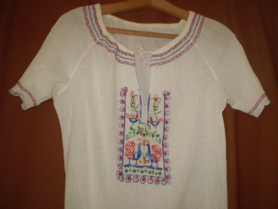 vintage embroidered ladies blouse cotton kern mul… - image 1