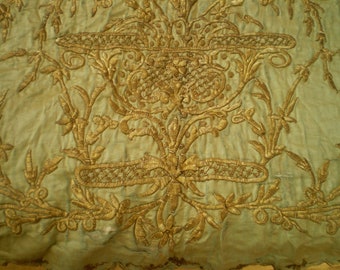 Ottoman Baroque Gold Satin Bedspread,Embroidered with Gold Thread Gold Wire